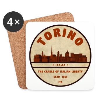 Torino Skyline Retro-Emblem - Untersetzer (4er-Set) - Weiß - Vorne