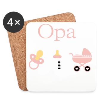 Opa 2026 Geburt Mädchen Vorlage personalisierbar - Untersetzer (4er-Set) - Weiß - Vorne