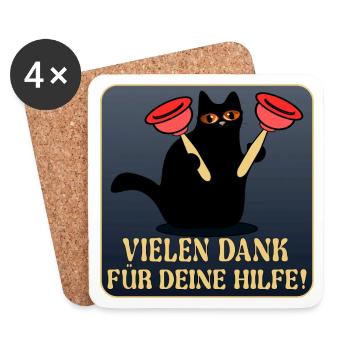 DANKE KATZEN SANITÄRANLAGEN KLEMPNER - Untersetzer (4er-Set) - Weiß - Vorne