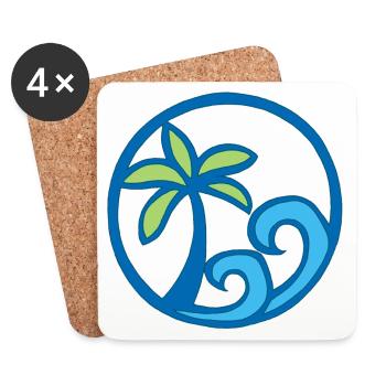 Waves and palm tree - Coasters (set of 4) - white - Front