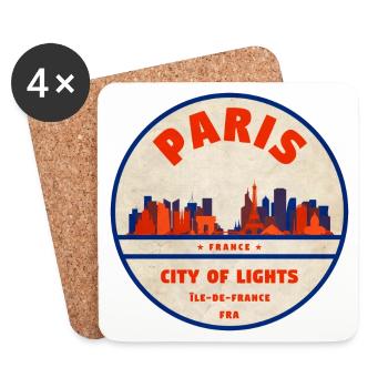 Paris Skyline Badge - Untersetzer (4er-Set) - Weiß - Vorne