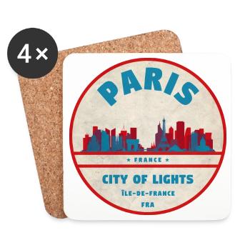 Paris City Lights Retro Badge - Coasters (set of 4) - white - Front
