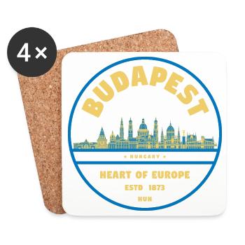 Budapest Skyline Emblem Heart of Europe - Untersetzer (4er-Set) - Weiß - Vorne