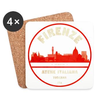 Firenze Italiana Vintage Stamps - Coasters (set of 4) - white - Front