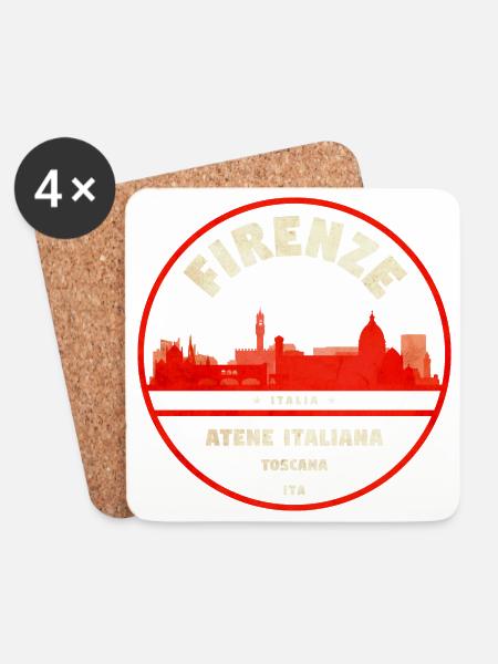 Timbres vintage Firenze Italiana - Dessous de verre (lot de 4) - blanc