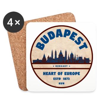 Écusson vintage du Budapest Cœur d’Europe - Dessous de verre (lot de 4) - blanc - Devant