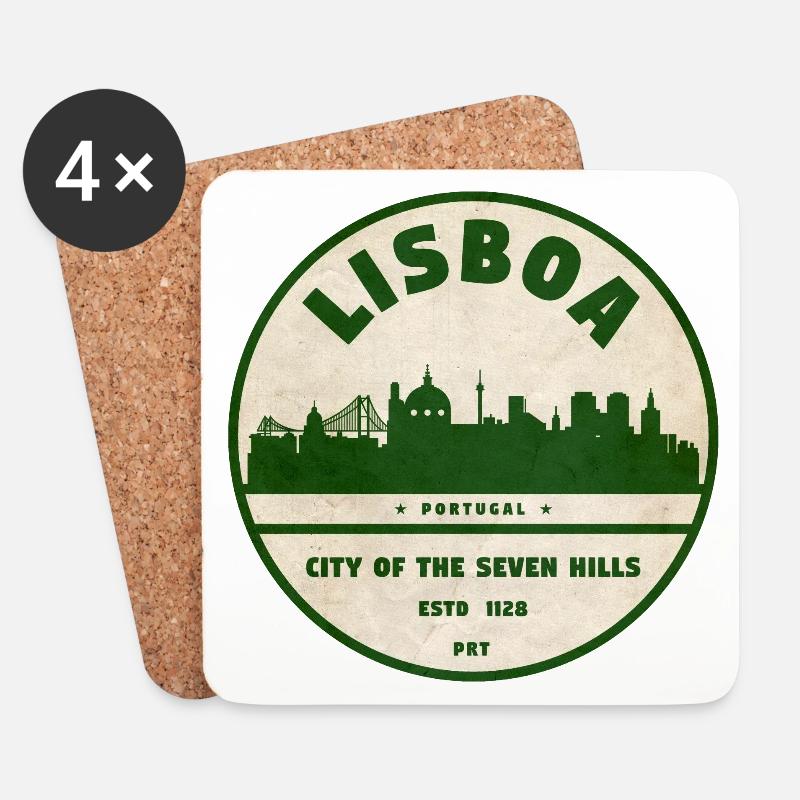 Lisboa Silhouette Stadtlogo - Untersetzer (4er-Set) - Weiß