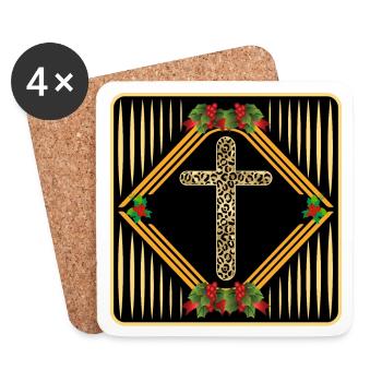 Weihnachtsgeschenke Religion - CHRISTLICHES KREUZ - Untersetzer (4er-Set) - Weiß - Vorne