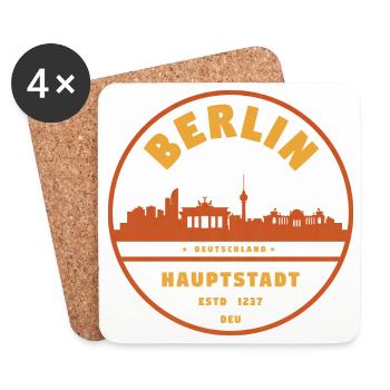 Insigne du paysage urbain de Berlin - Dessous de verre (lot de 4) - blanc - Devant