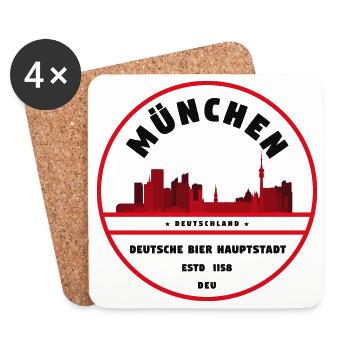 München Bier Hauptstadt Emblem - Untersetzer (4er-Set) - Weiß - Vorne