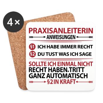 Praxisanleiterin Abschied Danke sagen Geschenkidee - Untersetzer (4er-Set) - Weiß - Vorne