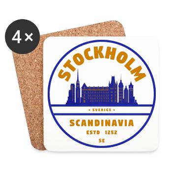 Stockholm Skyline Stamp Sweden - Untersetzer (4er-Set) - Weiß - Vorne