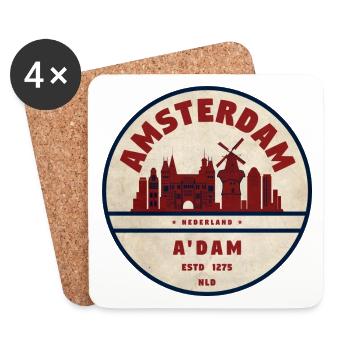 Emblème vintage Amsterdam Skyline - Dessous de verre (lot de 4) - blanc - Devant
