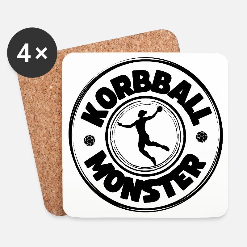 Korbball Monster (schwarze Schrift) - Untersetzer (4er-Set) - Weiß