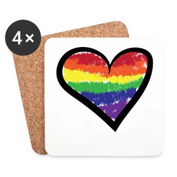 Rainbow Heart Bisexual Lgbt Sexuality Gay - Coasters (set of 4) - white - Front