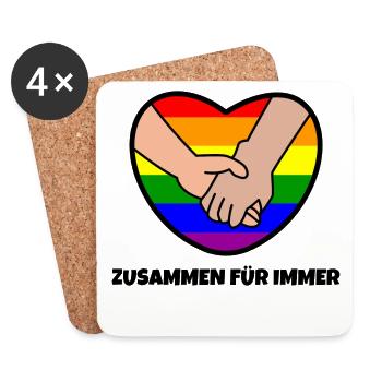 Homo Lgbt Herz Beziehung Regenbogen Statement - Untersetzer (4er-Set) - Weiß - Vorne