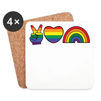 Regenbogen Herz Gleichberechtigung Lgbt Homo - Untersetzer (4er-Set) - Weiß - Vorne