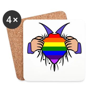 Lgbt Heart Rainbow Sexuality Droits humains - Dessous de verre (lot de 4) - blanc - Devant