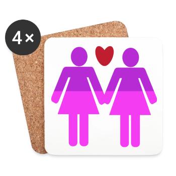 Lgbt Herz Gleichgeschlechtliche Partnerschaft - Untersetzer (4er-Set) - Weiß - Vorne