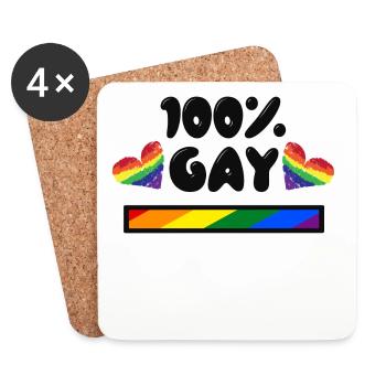 Gay Pride Heart Rainbow Lgbt Statement Homo - Coasters (set of 4) - white - Front
