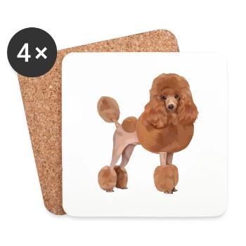 Standard Pudel Hund - Untersetzer (4er-Set) - Weiß - Vorne