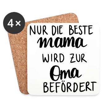 Nur die beste Mama wird zur Oma befördert - Untersetzer (4er-Set) - Weiß - Vorne