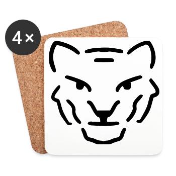 Tigre - Dessous de verre (lot de 4) - blanc - Devant