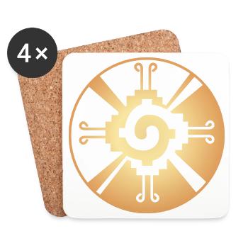 Galactic Butterfly Hunab Ku - aztec symbol - Coasters (set of 4) - white - Front