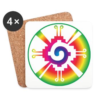 Galactic Butterfly Hunab Ku - aztec symbol - Coasters (set of 4) - white - Front