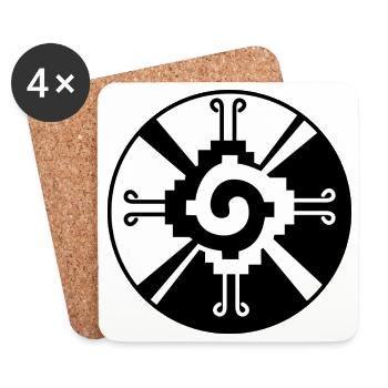 Galactic Butterfly Hunab Ku - aztec symbol - Coasters (set of 4) - white - Front