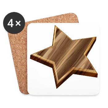Star en bois foncé look avec grain - Dessous de verre (lot de 4) - blanc - Devant