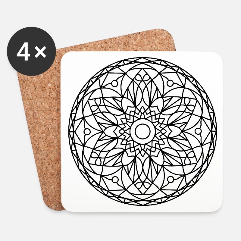 Mandala - Untersetzer (4er-Set) - Weiß