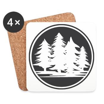 Fir Tree Forest Logo icon Graphic Symbol Nature - Coasters (set of 4) - white - Front