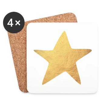 Stern Gold Weihnachten Symbol Luxus Deko exklusiv - Untersetzer (4er-Set) - Weiß - Vorne