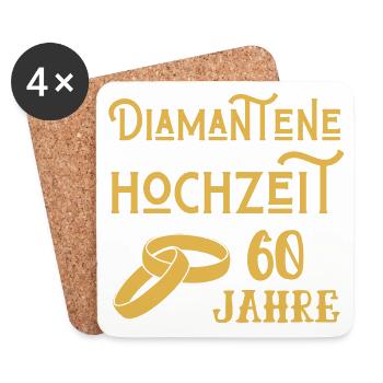 Diamantene Hochzeit 60 Jahre verheiratet golden - Untersetzer (4er-Set) - Weiß - Vorne