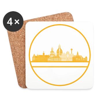Édition Or Skyline de Dresde - Dessous de verre (lot de 4) - blanc - Devant