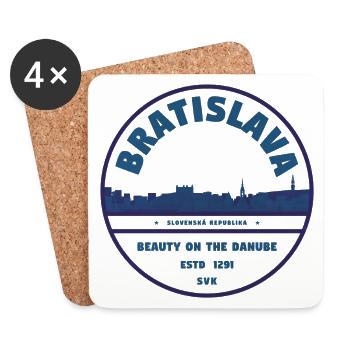 Bratislava Danube Skyline Emblem - Coasters (set of 4) - white - Front