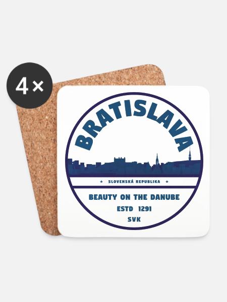 Bratislava Danube Skyline Emblem - Untersetzer (4er-Set) - Weiß