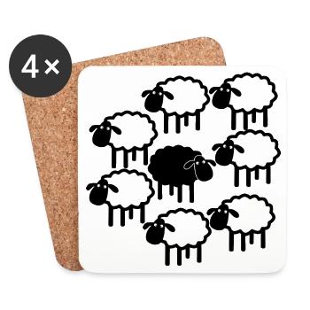 Midnight Sheep Parade - Coasters (set of 4) - white - Front