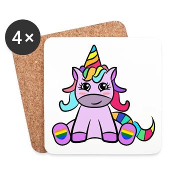 Einhorn Herz Regenbogen Menschenrechte Lgbt - Untersetzer (4er-Set) - Weiß - Vorne
