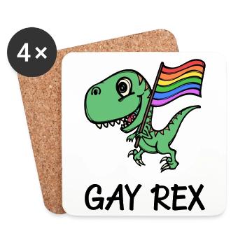 Dinosaur Rainbow Flag Lgbt Slogan Bisexual - Coasters (set of 4) - white - Front