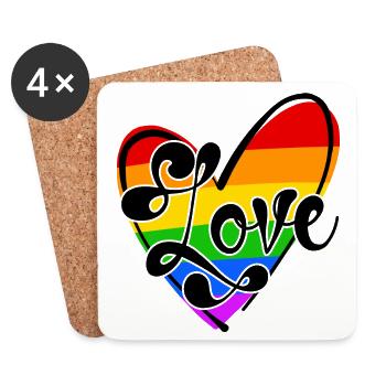 Amour Cœur LGBT Dire Sexualité Transgenre Gay - Dessous de verre (lot de 4) - blanc - Devant