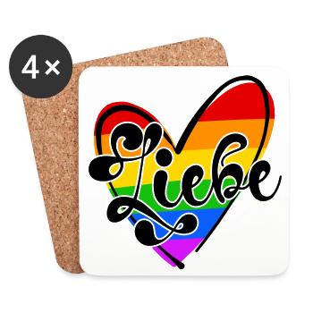 Lgbt Regenbogen Herz Bisexuell Liebe Spruch Stolz - Untersetzer (4er-Set) - Weiß - Vorne