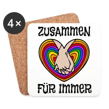 Beziehung Menschenrechte Gay Herz Lgbt Statement - Untersetzer (4er-Set) - Weiß - Vorne