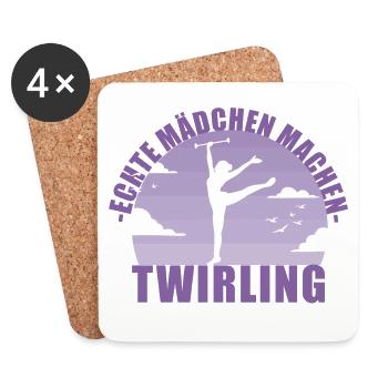 Echte Mädchen machen Twirling - Untersetzer (4er-Set) - Weiß - Vorne
