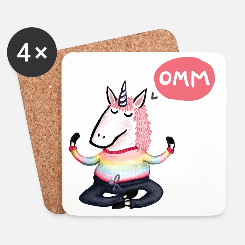 Yoga Einhorn omm - Untersetzer (4er-Set) - Weiß