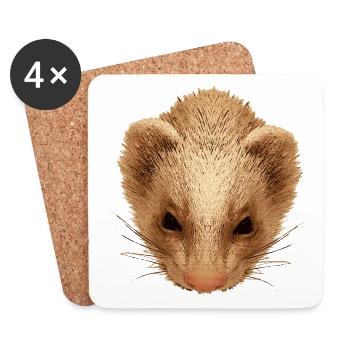 süße tierbaby motive, Marder baby - Untersetzer (4er-Set) - Weiß - Vorne