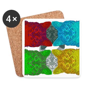Colourful Cats (Pop Art) designed by HeiArts - Coasters (set of 4) - white - Front