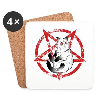 Dark cat occult pentacle Halloween - Coasters (set of 4) - white - Front