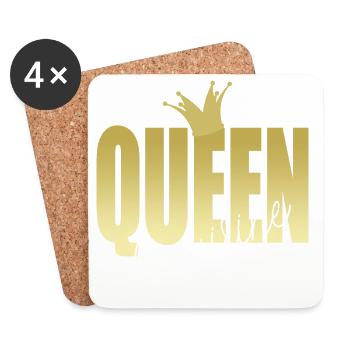 Königin der Küche - goldene Krone - Untersetzer (4er-Set) - Weiß - Vorne